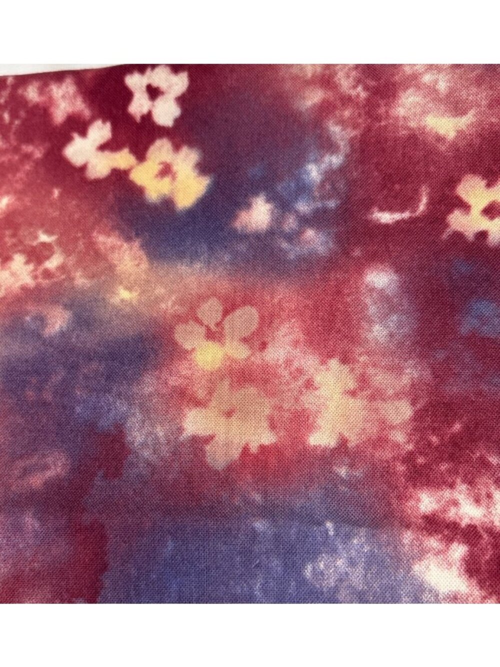 Floral Tie-Dye Cotton Fabric Piece 18x34" Multicolor DIY Sewing - Picture 3 of 12